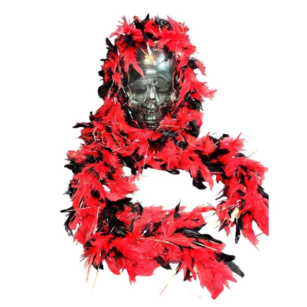Feather Boa Adult Unisex OS Red & Black 72" Costume Party Halloween Drag